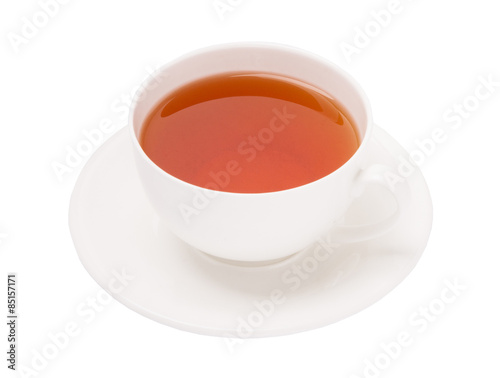 cup of black tea on white background