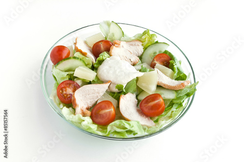 salad with chicken and fresh vegetables