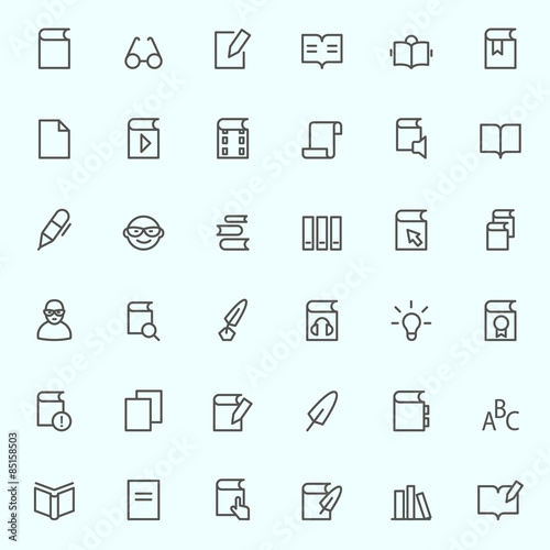 Books icons, simple and thin line design