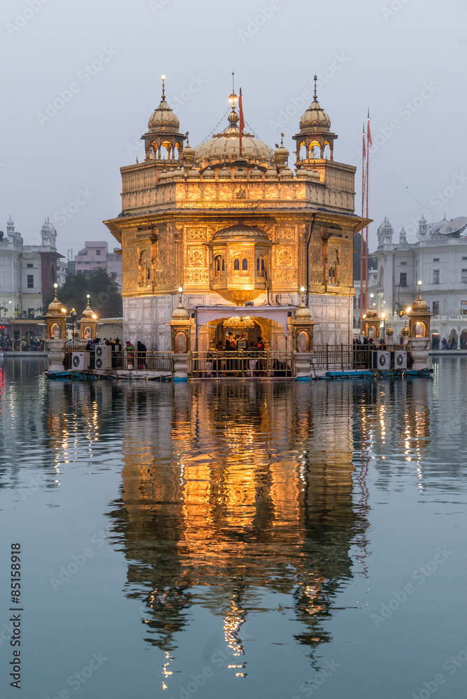 The Golden Temple at dusk.