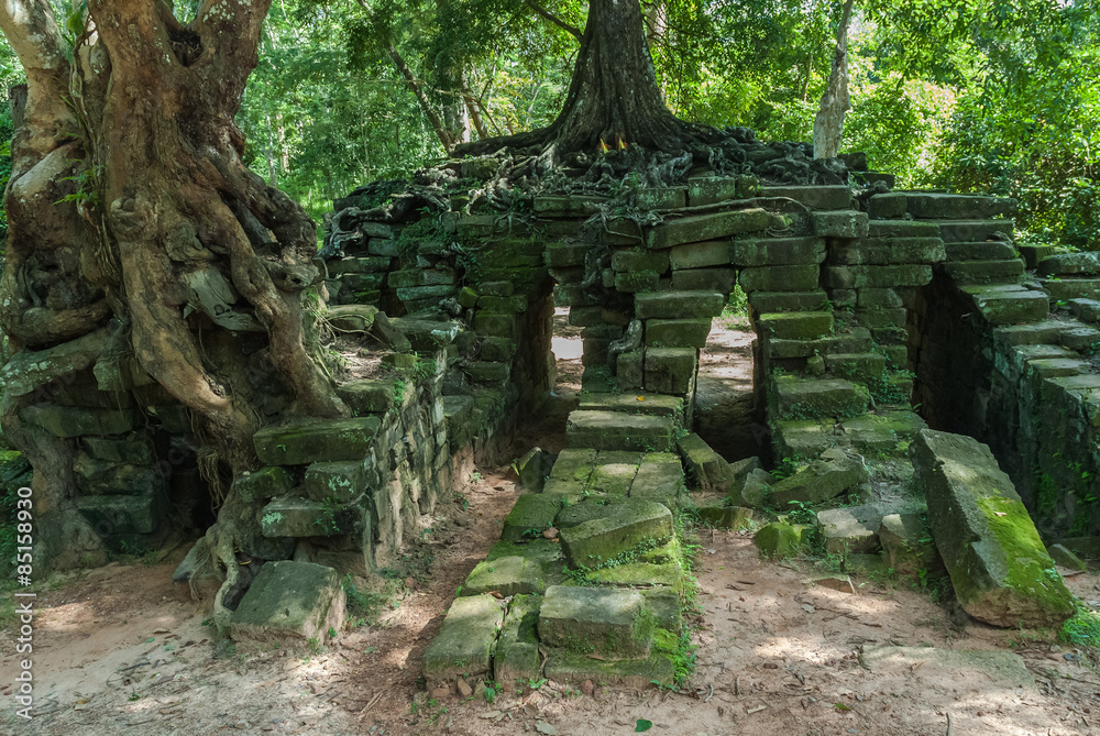 bridge in ruins known like speam thma in the archaeological angkor area in siam reap, cambodia bridge in ruins known like speam thma in the archaeological angkor area in siam reap, cambodia