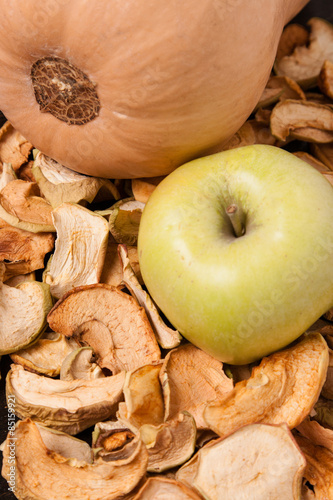 slices of dried apples with apple and pumpkin