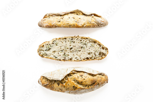 sunflower bread three sided view on white