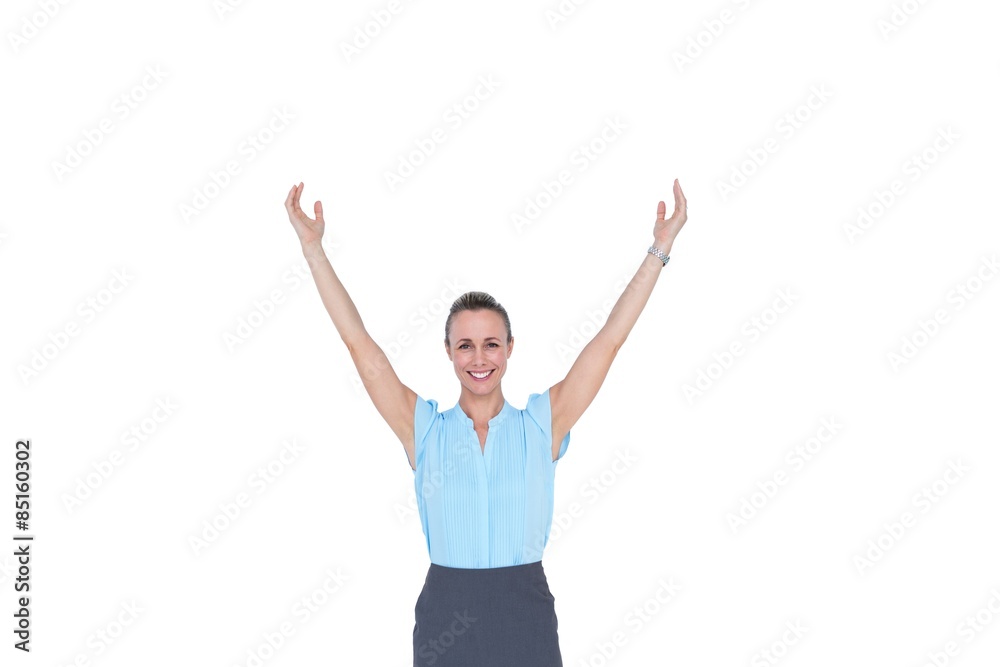 Businesswoman with arms up Businesswoman with arms up