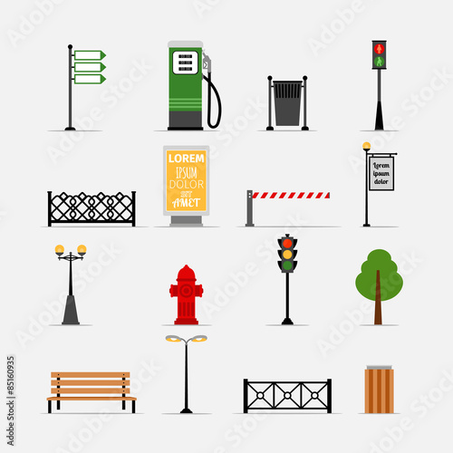 Vector street element icons