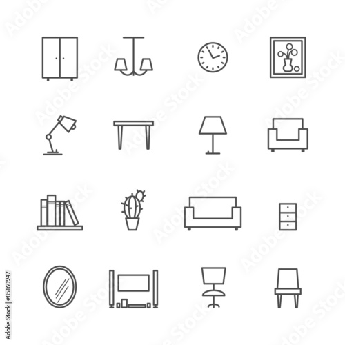 Line furniture icons