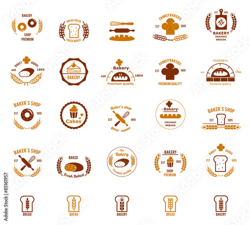 Vector bakery logos set