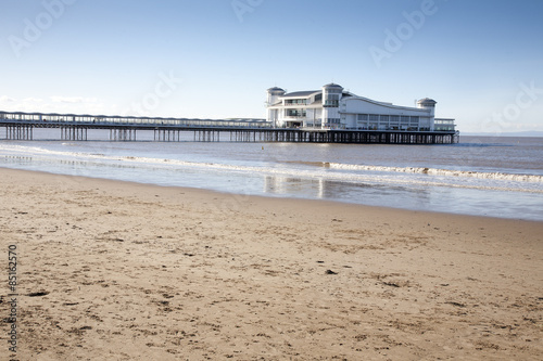 Obraz na plátně The Grand pier and beach at Weston Super Mare, Somerset