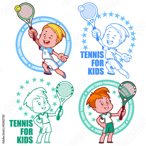 Logo for the junior tennis tournament. Kids tennis. 