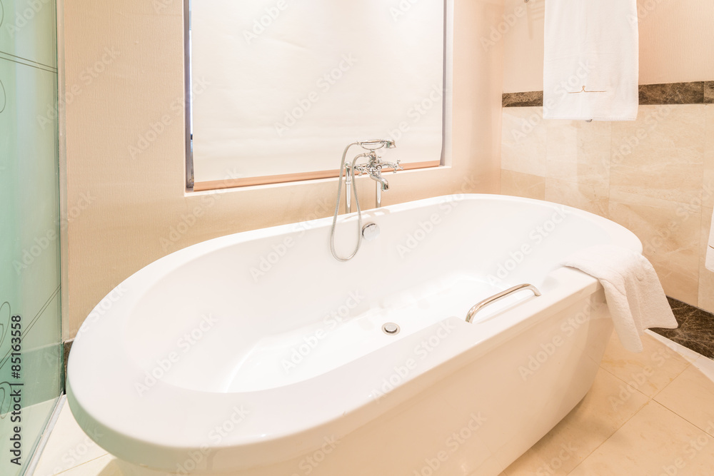 Fototapeta premium Modern bathroom interior with bathtub