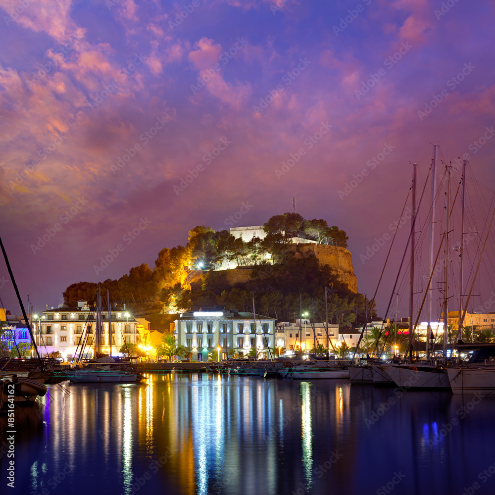 Naklejka premium Denia port sunset in marina at Alicante Spain