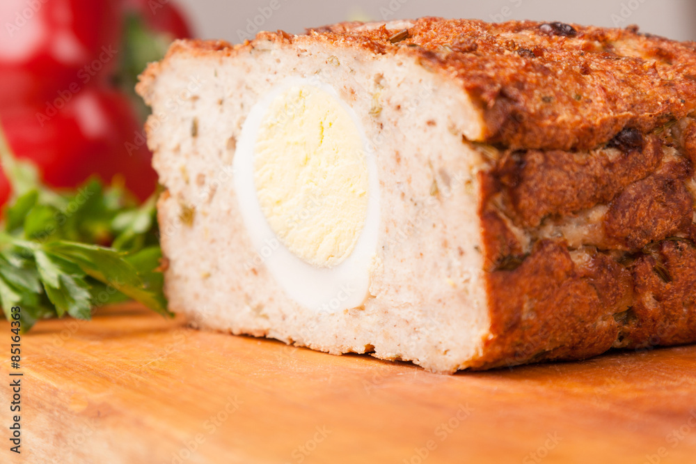 meat bread from rissole turkey on wooden board meat bread from rissole turkey on wooden board