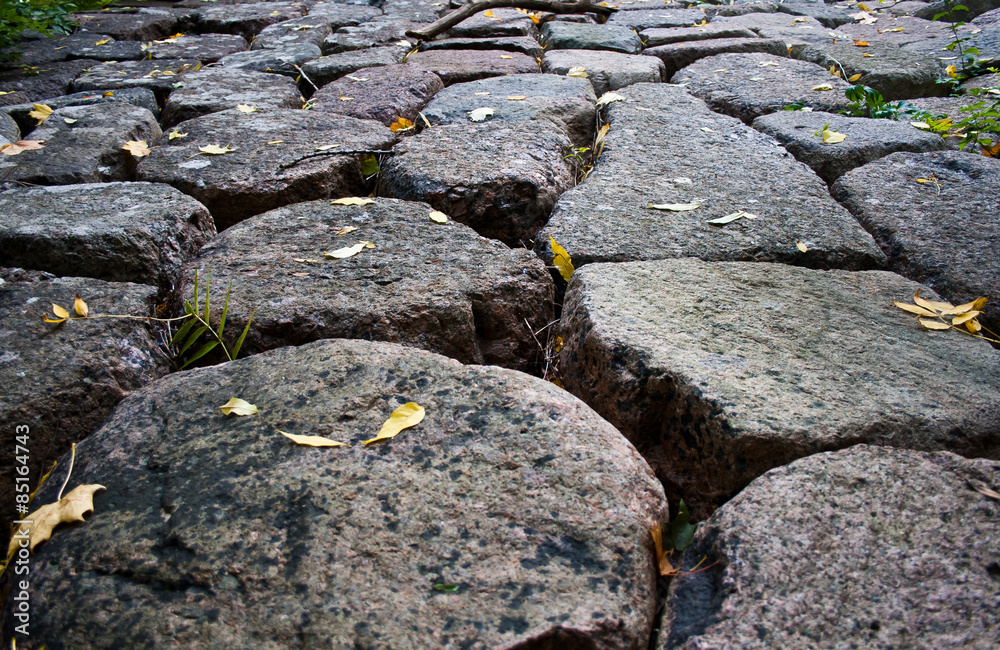 stone road from granite cobble