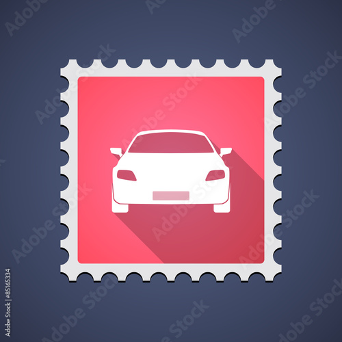 Red mail stamp icon with a car
