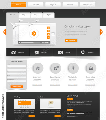 Website Template Design in Eps 10 Vector