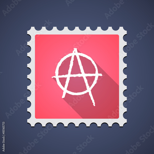 Red mail stamp icon with an anarchy sign