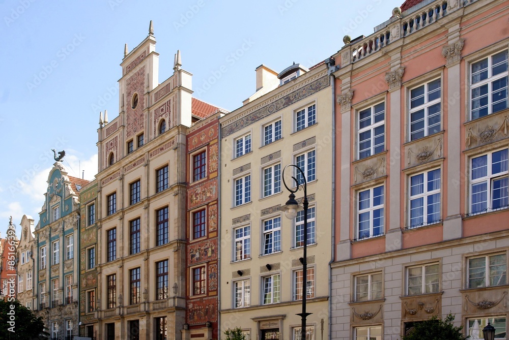 Old historical buildings of old city in Gdansk