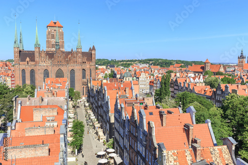 Mariacka Street in Gdansk. St. Mary's Basilica in the background 
