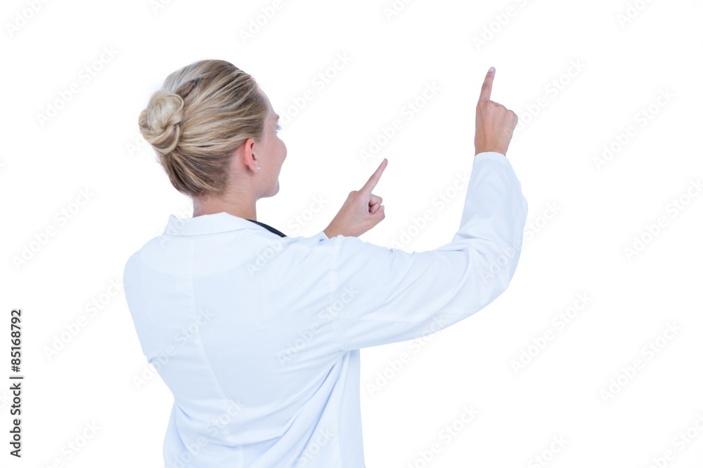 Doctor showing with finger Doctor showing with finger