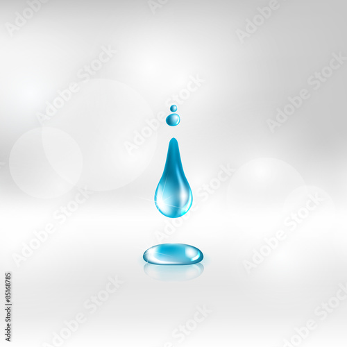 Vector illustration of a single blue shiny water drop
