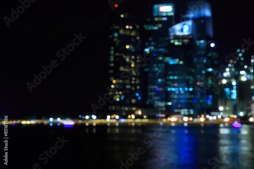Singapore city night lights blurred bokeh