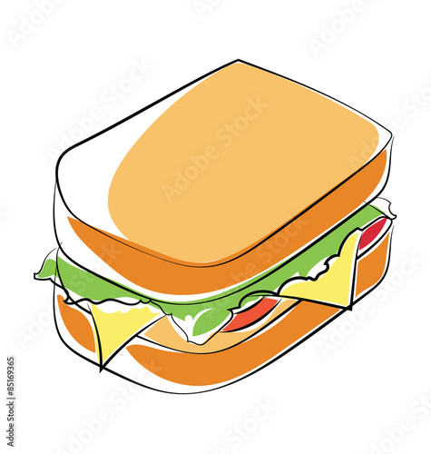 Sandwich Sketchy Colored Vector Icon
