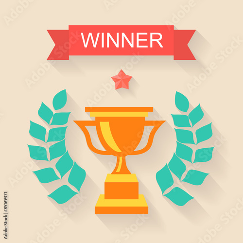 Trophy winner Ribbon in flat design 