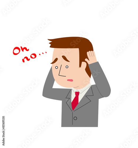 A businessman tearing his hair out over a problem, vector illustration