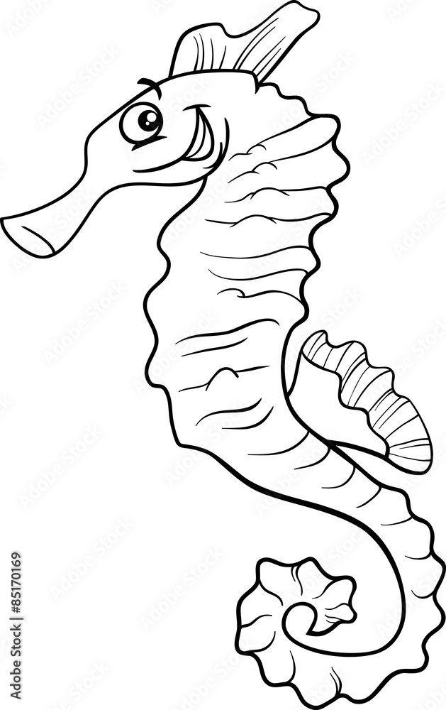 seahorse cartoon coloring page