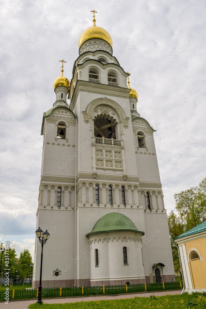 Orthodox churches of traditional Russian classical architectural style in Moscow in the spring