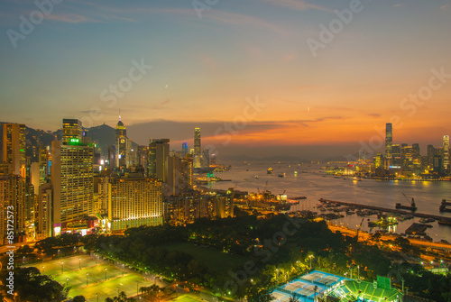 View of Hong Kong during sunset hours