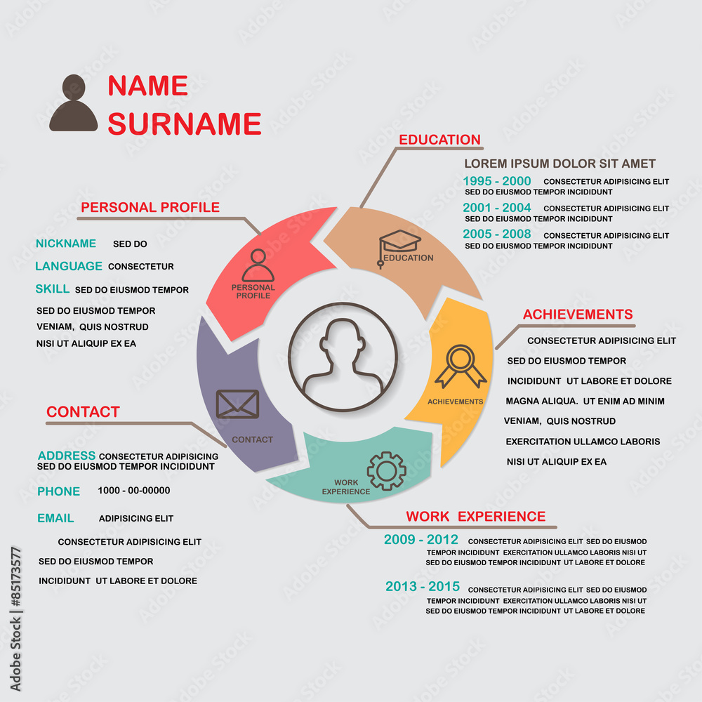 resume (cv) template infographics background and element Vector | Adobe Stock