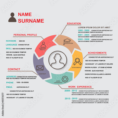  resume (cv) template infographics background and element