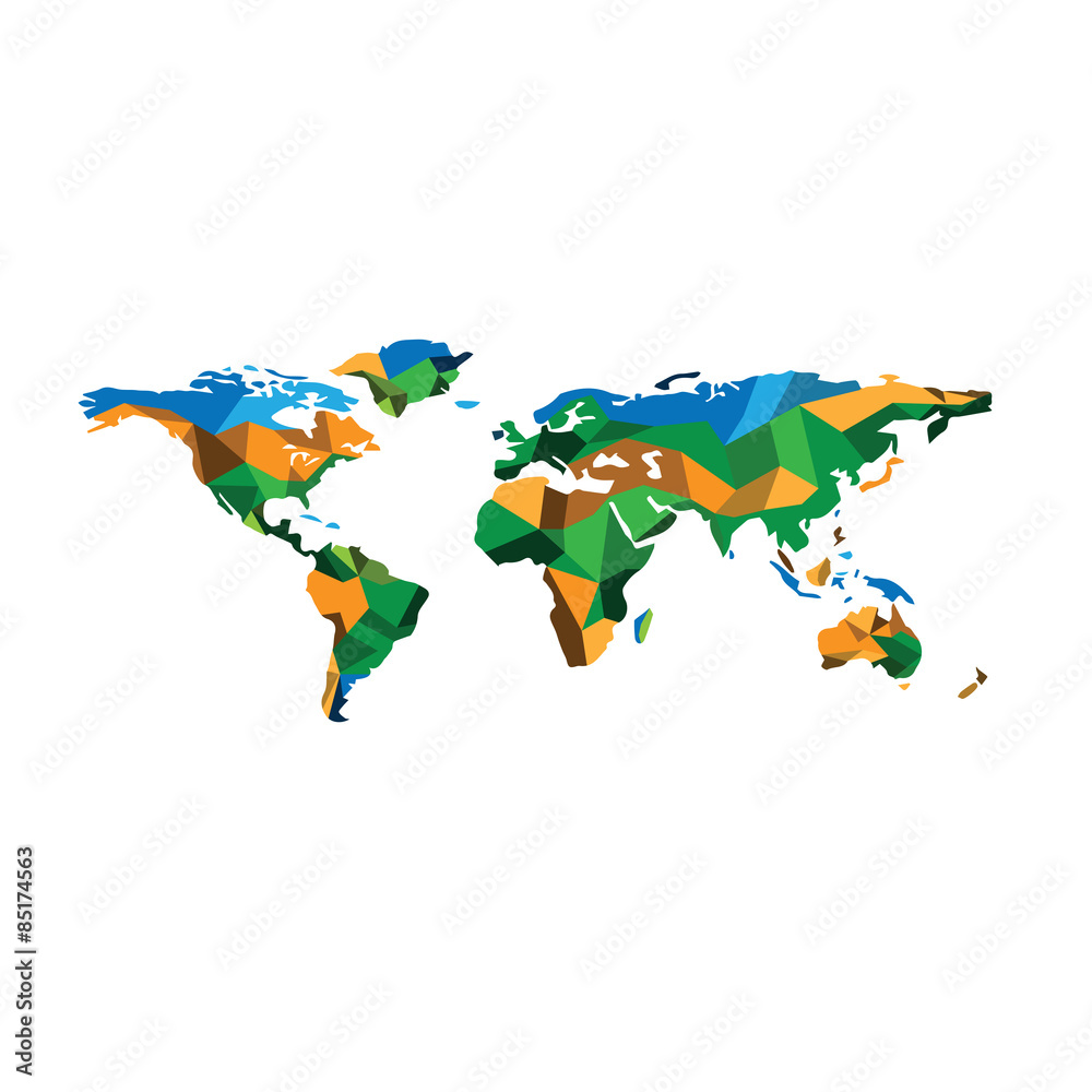 Obraz premium World map polygon geographic color