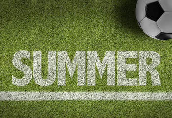 Soccer field with the text: Summer