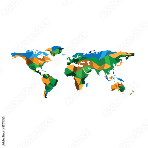 World map polygon geographic color