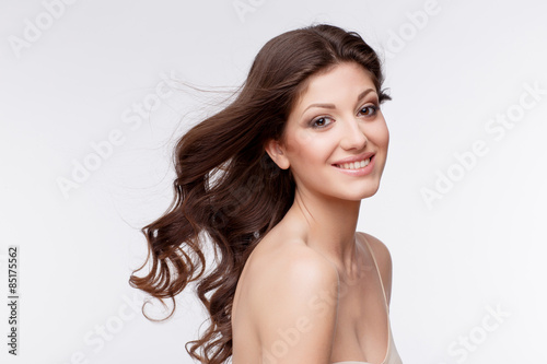 Beautiful Woman with curly brown hair