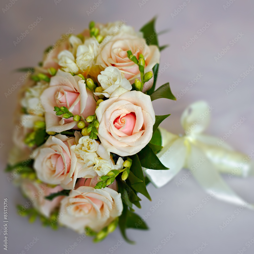 A beautiful bridal bouquet at a wedding party A beautiful bridal bouquet at a wedding party