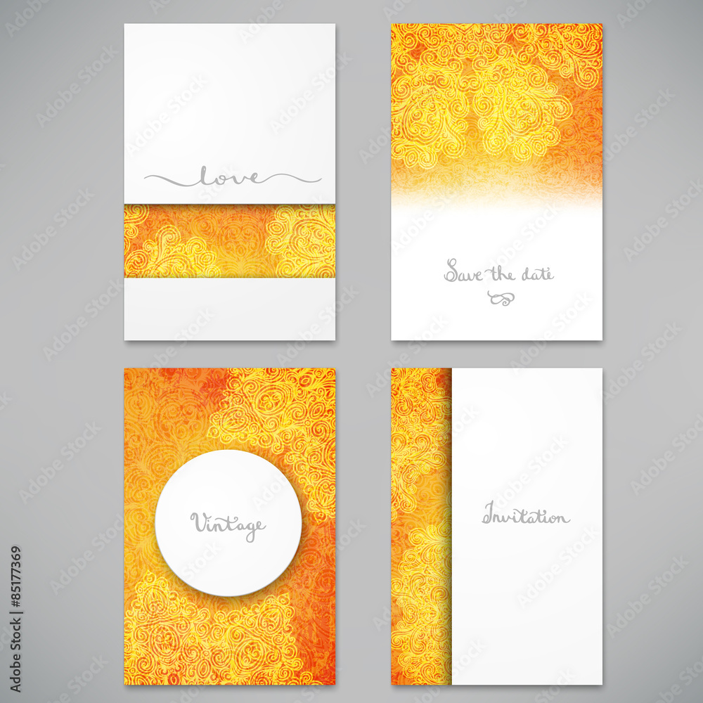 Fototapeta premium Beautiful set of cards for invitation or announcement