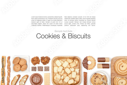 cookies and biscuits on white background