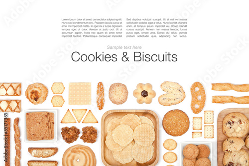 cookies and biscuits on white background