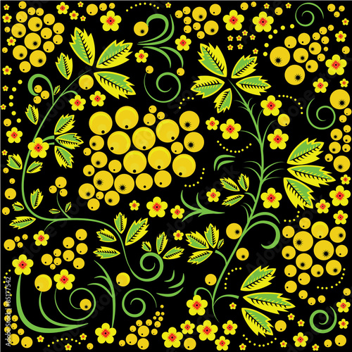 Russian khokhloma painting style seamless pattern