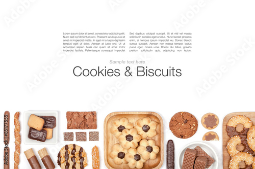 cookies and biscuits on white background