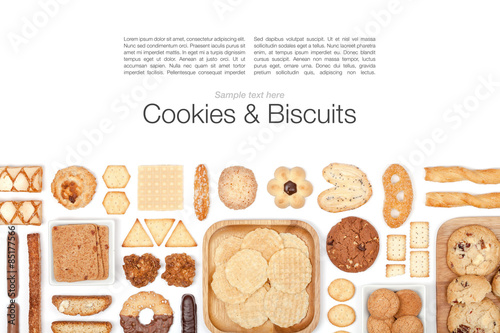 cookies and biscuits on white background