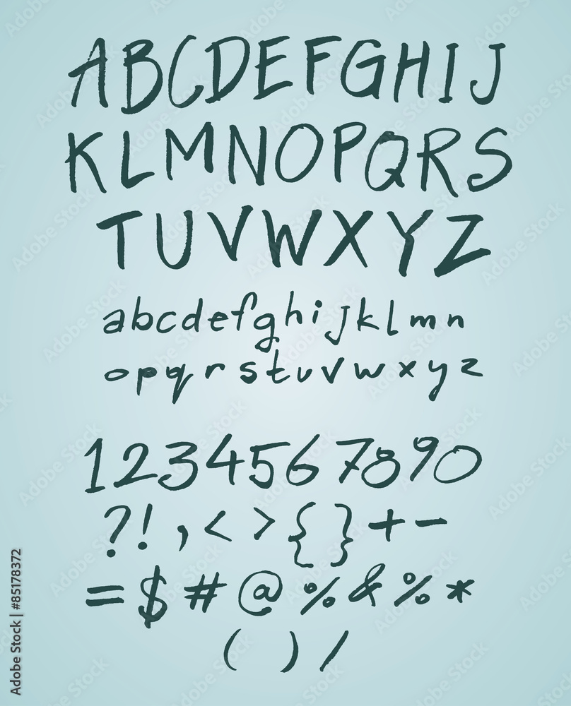Vector hand drawn doodle font with numbers Vector hand drawn doodle font with numbers