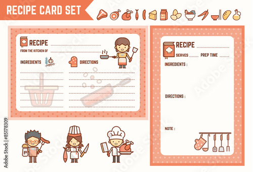 cooking and kitchen recipe card set