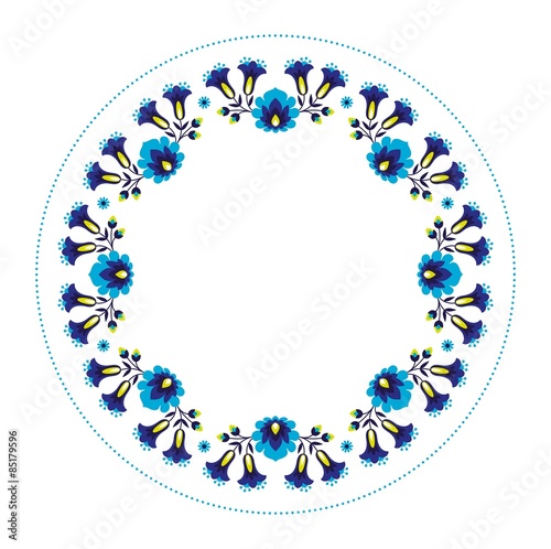 blue folk flower frame