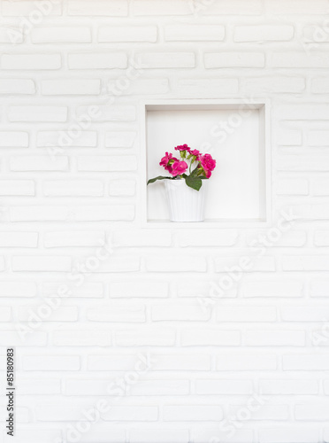 vase in white wall