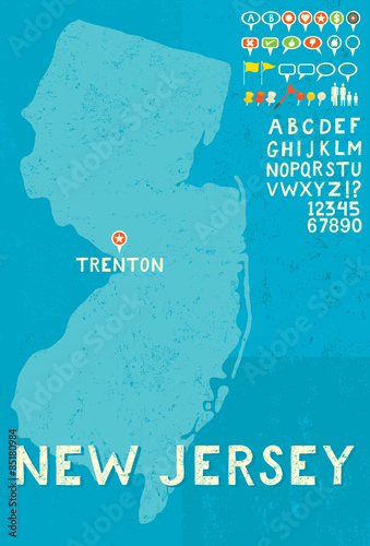 Map of New Jersey with icons