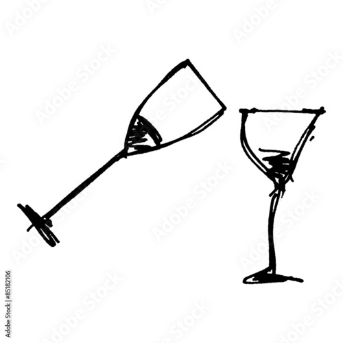 Set of cartoon style wine glass